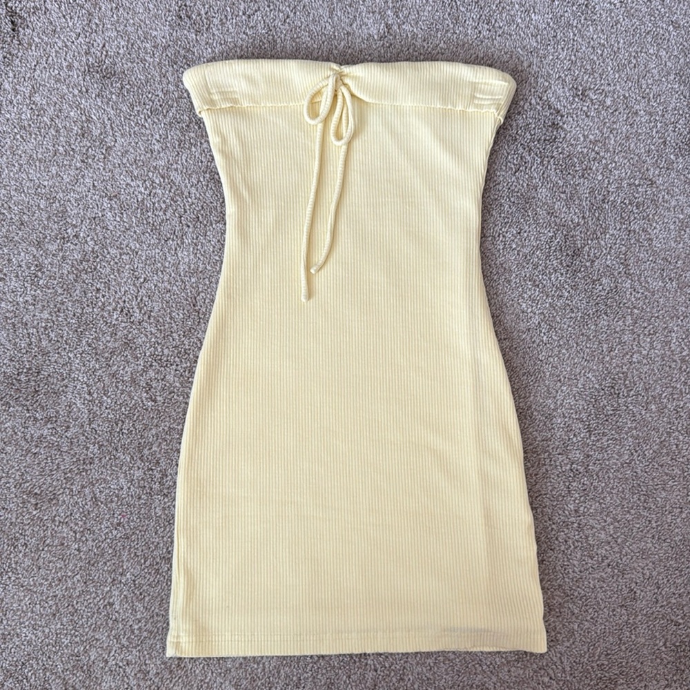 White Fox Pale Yellow Mini Dress